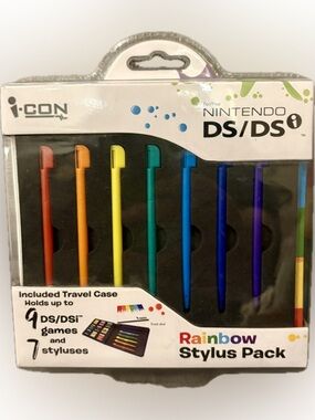 Nintendo DS/DSi Rainbow 🌈 Stylus Pack & Game Travel Case Brand New Sealed